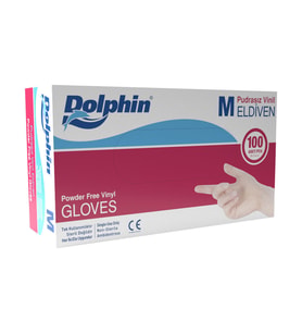 Dolphin Pudrasız Vinil Vinyl Tek Kullanımlık Eldiven Şeffaf Medium Orta Boy - 100'lü 20 Paket -Koli