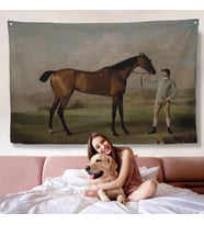 George Stubbs'un Uzun Bacaklı At ve Jokeyi Duvar Örtüsü - Molly Long-legs with her Jockey-7012