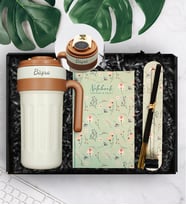 Özel Tasarım Baskılı Defter & 700 ML Dereceli Kişiye Özel Termos & Tütsü Hediye Seti