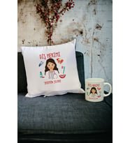 Diş Hekimine Hediye Kupa Bardak ve Yastık Set 001 (Beyaz)