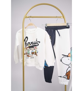 YENİ SEZON PEANUST SNOOPY MODELLİ BİSİKLET YAKA PAMUK EŞOFMAN TAKIMI