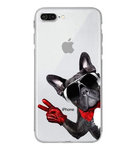 PrintiFy iPhone 8 Plus ile Uyumlu Köpek 2 Kamera Korumalı Şeffaf Kılıf