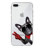 PrintiFy iPhone 8 Plus ile Uyumlu Köpek 2 Kamera Korumalı Şeffaf Kılıf