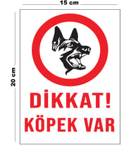 Metal Dikkat Köpek Var 15 cm x 20 cm Uyarı Levhası Yönlendirme Tabelası