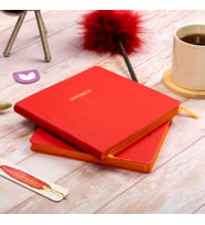 Dival Notebook 16,5x16,5 cm Kırmızı Yumuşak Deri Kapak Noktalı Tarihsiz Dikişli Not Okul Defteri (Kırmızı)
