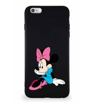 Apple iPhone 6S Plus Soft Premier Kapak Minnie Mouse-E Tasarımlı Silikon Kılıf - Siyah (Şeffaf)