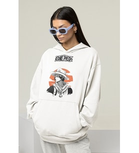 One Piece Baskılı Unisex Oversize Anime Hoodie