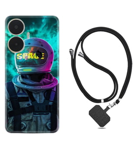 Realme C55 Kılıf Resimli Boyun Askılı İpli Desenli Silikon Series Space 1854
