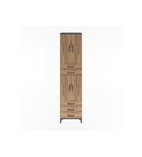 Hyperion Dolap 4 Raflı 5 Çekmeceli 4 Kapaklı 60x44x243 Antrasit-Çam