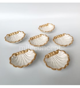 Kahve Yanı Sunumluk/Minik Midye Tasarımlı Sunumluk / Lokumluk / Drajelik 6-adet (Gold)
