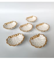 Kahve Yanı Sunumluk/Minik Midye Tasarımlı Sunumluk / Lokumluk / Drajelik 6-adet (Gold)