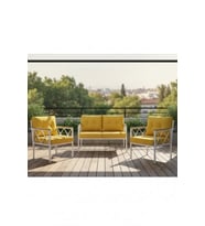 2+1+1 Beyaz profil Balkon-bahçe-kafe- Çay Seti-koltuk Takımı-oturma Grubu-ofis Koltuğu (Sarı)
