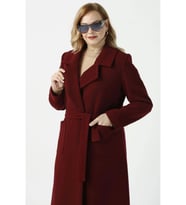 904 Bordo Mono Yaka Torba Cepli Kaşe Kaban