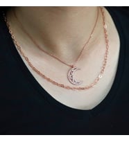 Taşlı Hilal Kolye (Rose - Gold)
