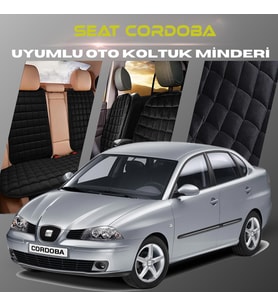 Seat Cordoba Siyah Renk Tay Tüyü Cepli & Terletmez Sırtlı Oto Koltuk Minder Seti - Koltuk Koruma Kılıfı (ÖN & ARKA TAM SET)