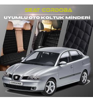 Seat Cordoba Siyah Renk Tay Tüyü Cepli & Terletmez Sırtlı Oto Koltuk Minder Seti - Koltuk Koruma Kılıfı (ÖN & ARKA TAM SET)
