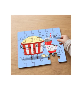Patlamış Mısır ve İçeçek Tasarımlı 24 Parça Ahşap Çocuk Puzzle MPK0390