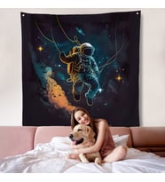 Uzayda Sallanan Astronot Duvar Örtüsü-8312