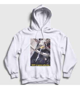 Presmono Unisex Beyaz Space Station Film 2001 A Space Odyssey Kapüşonlu Sweatshirt 241880tt