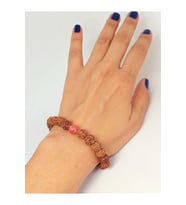 Gül Kuvars Taşlı Rudraksha Tohum Unisex Bileklik 8mm