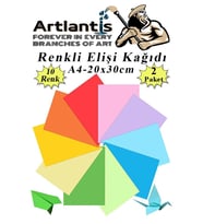 Elişi Kağıdı A4 10 Renk 2 Paket El işi Kağıdı 10 Lu Kreş Ana Sınıfı Okul Öncesi Sınıf Malzemesi (Karışık)