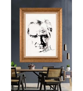 Altın Varaklı Çerçeveli Paspartulu Atatürk Tablo TR1499 (Gold)
