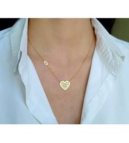 24 Ayar Has Altın Kaplama Kalpli Love Kişiye Özel Harfli 925 Ayar Gümüş Kolye (Gümüş)