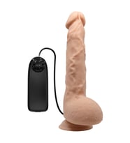 24 cm Titreşimli Realistik Vantuzlu Dildo Penis - Jason (Ten)