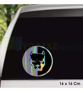 Pitbull Köpek Hologram Oto Sticker Araba Cam Etiket Çıkartma Yapıştırma Aksesuar 16 X 16 Cm