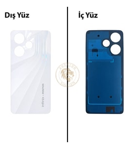 Infinix Hot 30 Beyaz Uyumlu Arka Kapak Arka Cam Batarya Pil Kapağı Lazer Kesim Back Cover