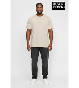 Erkek Büyük Beden Orta Brooklyn Baskılı 3xl-6xl Bisiklet Yaka Tshırt SPR26BTS510-8