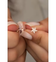 925 Ayar Gümüş Rose Minik Deniz Yıldızı Küpe