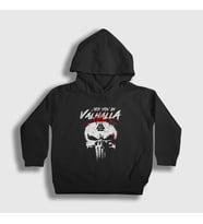Presmono Unisex Çocuk Siyah Valhalla Vikings Kapüşonlu Sweatshirt 222712tt
