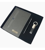 Kişiye Özel Füme Defter Kalem Anahtarlık Seti (Siyah)