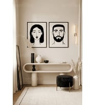 Modern Minimalist Portreler 2’li Ahşap Çerçeveli Tablo Seti