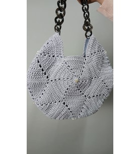 EL ÖRGÜSÜ MOTİFLİ KADIN OMUZ ÇANTA 35X35 CM (Bebek Mavisi)