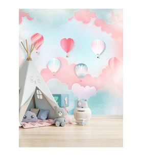 Dreamwall Uçan Balonlar Desenli Silinebilir Tekstil Duvar Kağıdı (Çok Renkli)