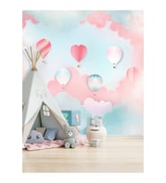 Dreamwall Uçan Balonlar Desenli Silinebilir Tekstil Duvar Kağıdı (Çok Renkli)