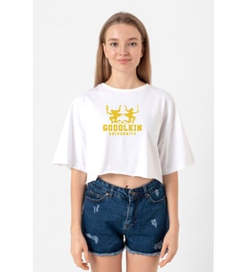 Gen V Godolkin University Logo Beyaz Kadın Crop Tshirt