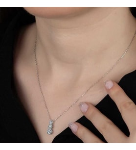Ucarticaret S-warovski Taşlı Gümüş Üçtaş Tektaş Bayan Kolye