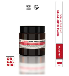 Monoibio Rosehip Organik Nemlendirici Yüz Bakım Maskesi  Mat Yorgun Donuk Ciltler için Yoğun Nemlendirici 100 ml