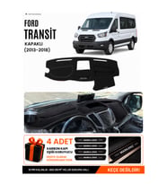 FORD TRANSİT KAPAKLI (2013-2018) Uyumlu Torpido Örtüsü Torpido Kılıfı - Siyah