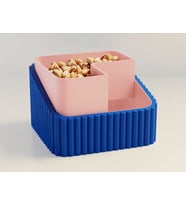 3D Baskı Fıstık Kasesi - Çift Hazneli Kabuk Ayırıcı Sunum Kasesi - Mavi Pembe
