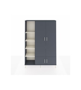 Arges Dolap 6 Raflı 4 Kapaklı Tek Askılı 132x30x195 Antrasit-Antrasit/Aytaşı
