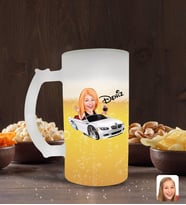 BK Gift Kişiye Özel Kadın Patron Karikatürlü Buzlu Cam Bira Bardağı 50cl-3 (Beyaz)