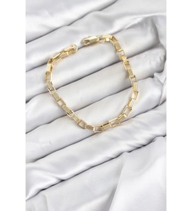CM Kare Halka Model Gold Renk Pirinç Kadın Bileklik TJ-BB8592