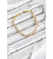 CM Kare Halka Model Gold Renk Pirinç Kadın Bileklik TJ-BB8592