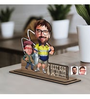 BK Gift Kişiye Özel 3D Kabartma İsimli Baba-Oğul Karikatürlü Ahşap Biblo-12, Babaya Hediye, Babalar Günü Hediyeleri