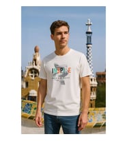 Erkek %100 Pamuk Bisiklet Yaka Yazı Baskılı T-shirt
