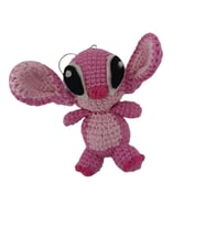 Maskot Pembe Uzay Canavarı Amigurumi Organik Anahtarlık Oyuncak